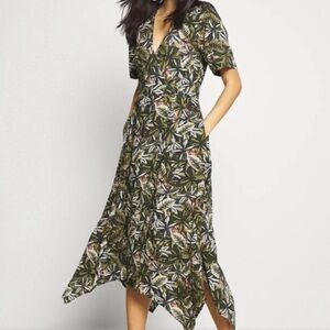 Banana Republic Petite Tiger Handkerchief-Hem Wrap Dress.